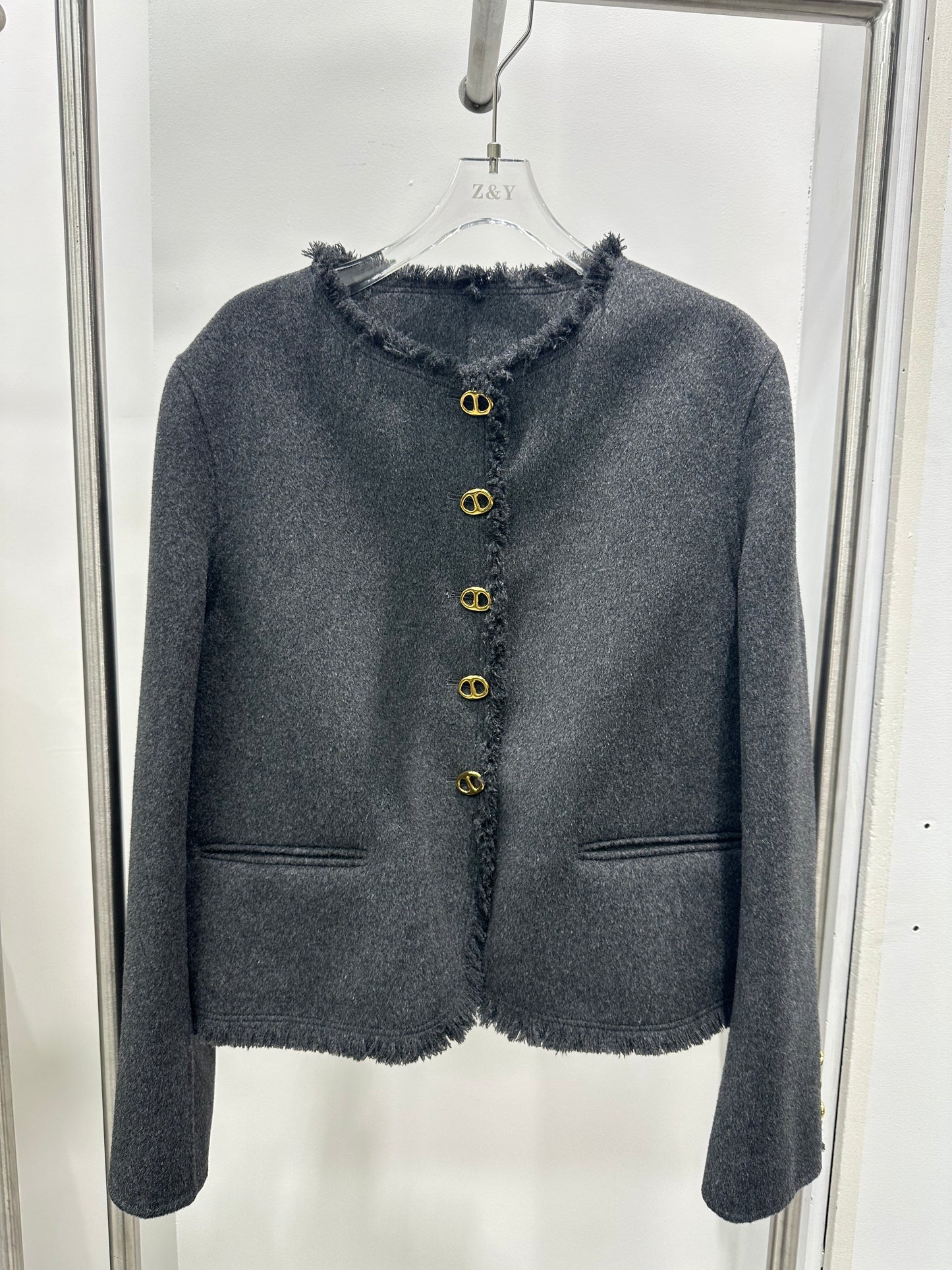 Tweed Jacket with Pig Nose Buckle